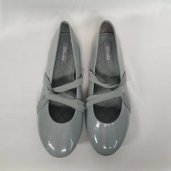 Gola Gray Faux Patent Leather Slip On Ballet Flats - Picture 1 of 12
